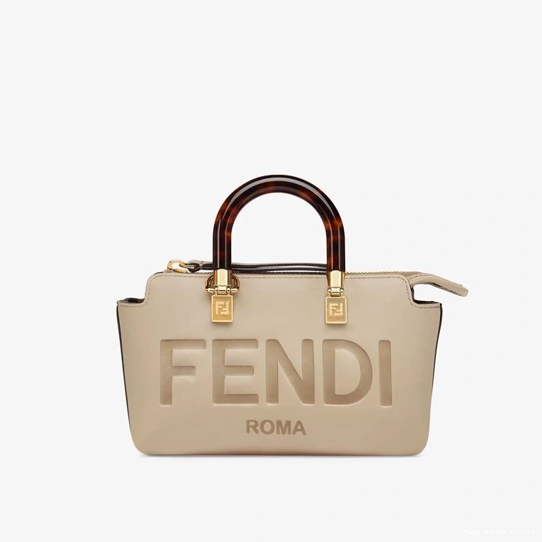 Vintage HOT Calf By Mini Leather In Boston Fendi Way Logo The ROMA Bag Grey 0804